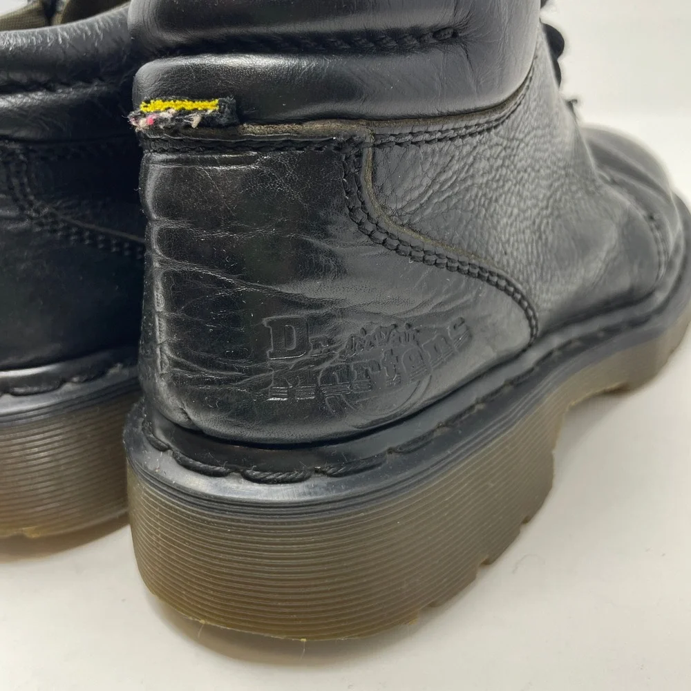VTG Y2K Dr. Martens England Black Pebbled Leather Lace Up Ankle Boots Moto Punk